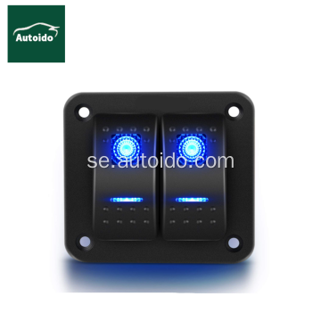 Blue LED 2 Gang On-Off Toggle Switch Panel